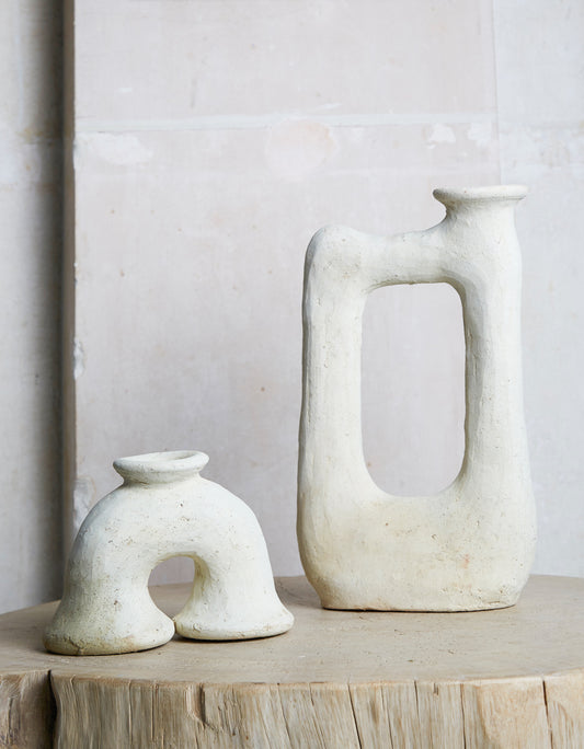 Unglazed Tamegroute Ecru Elephant's Foot Candlestick
