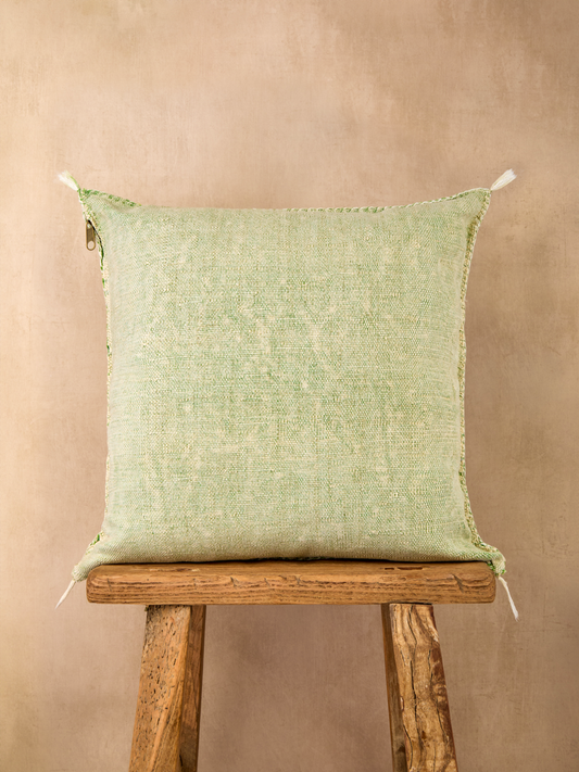 Luxury Cactus Silk Cushion - Pistachio Green