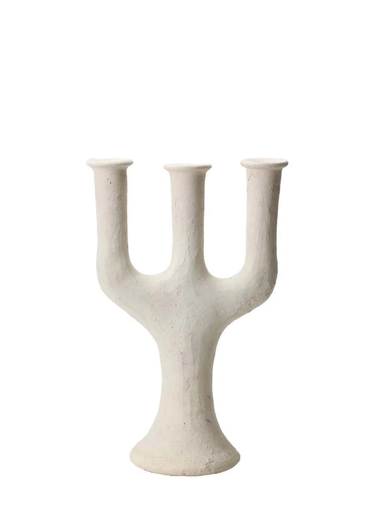 Unglazed Tamegroute Triple Candlestick Holder