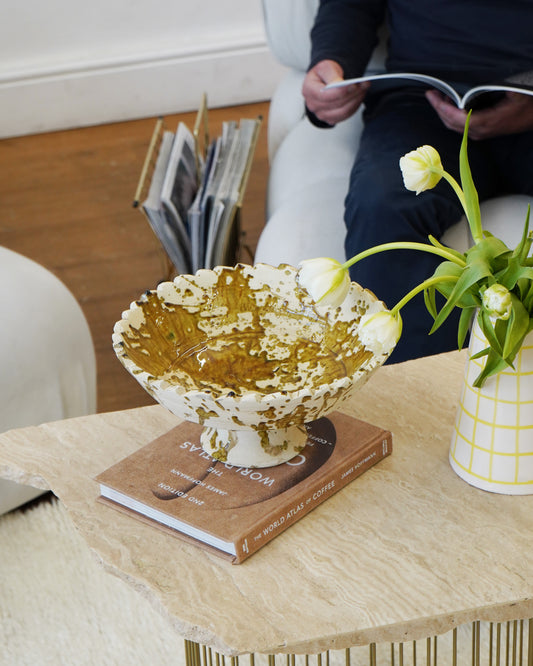 Tamegroute x Puglia splatter design Jagged Edge Pedestal Fruit Bowl