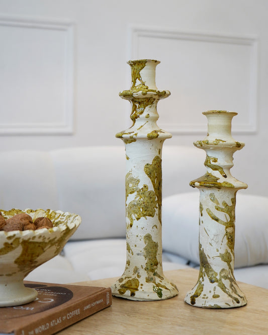 Vintage Splatter Design Tamegroute x Puglia Candlestick Holder