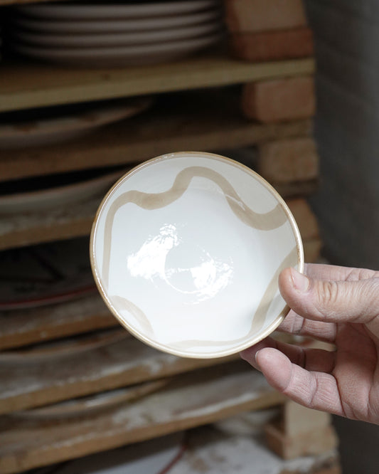 White and Taupe Trinket Bowl