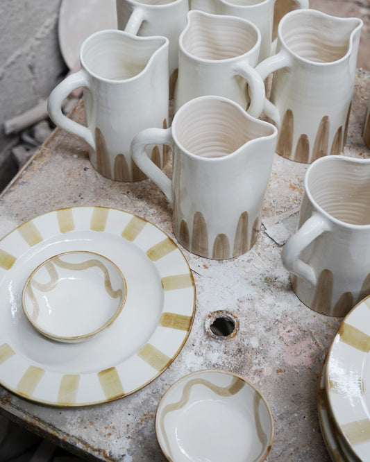 White and Taupe Dining Plate