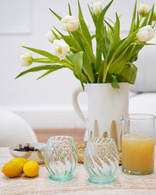 Recycled Moroccan Clear Twist Gin Glass