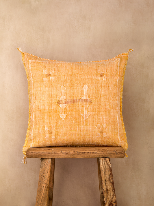 Luxury Cactus Silk Cushion - Sunshine Yellow