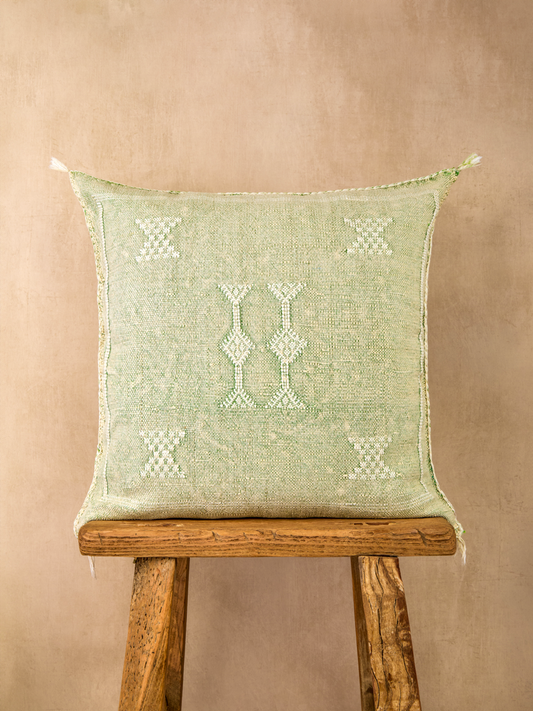 Luxury Cactus Silk Cushion - Pistachio Green