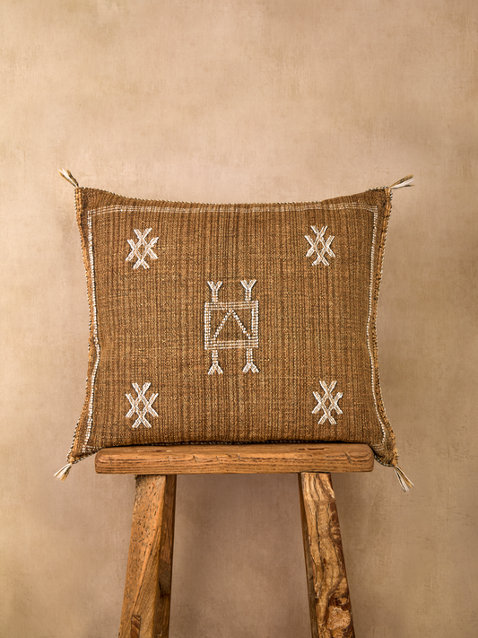 Luxury Cactus Silk Cushion - Chocolate Brown