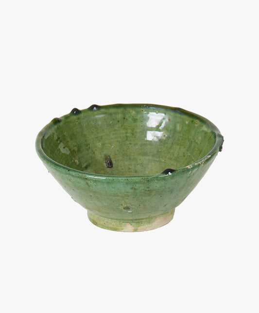 Vintage Tamegroute Green Glazed Bowls, S, M, L