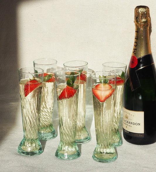 Recycled Moroccan Clear Twist Design Champagne Flute