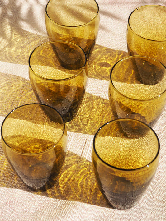 Recycled Moroccan Large Rounded Glass Green/Amber