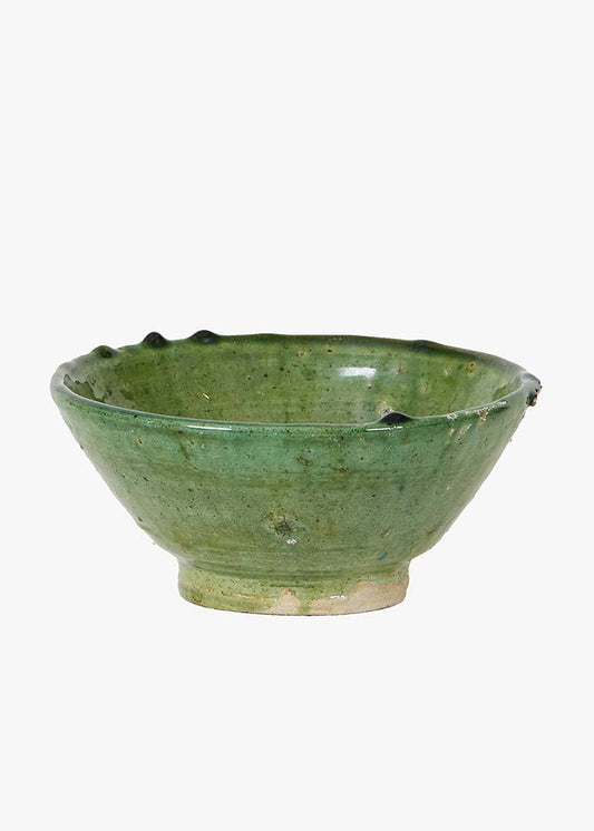 Vintage Tamegroute Green Glazed Bowls, S, M, L