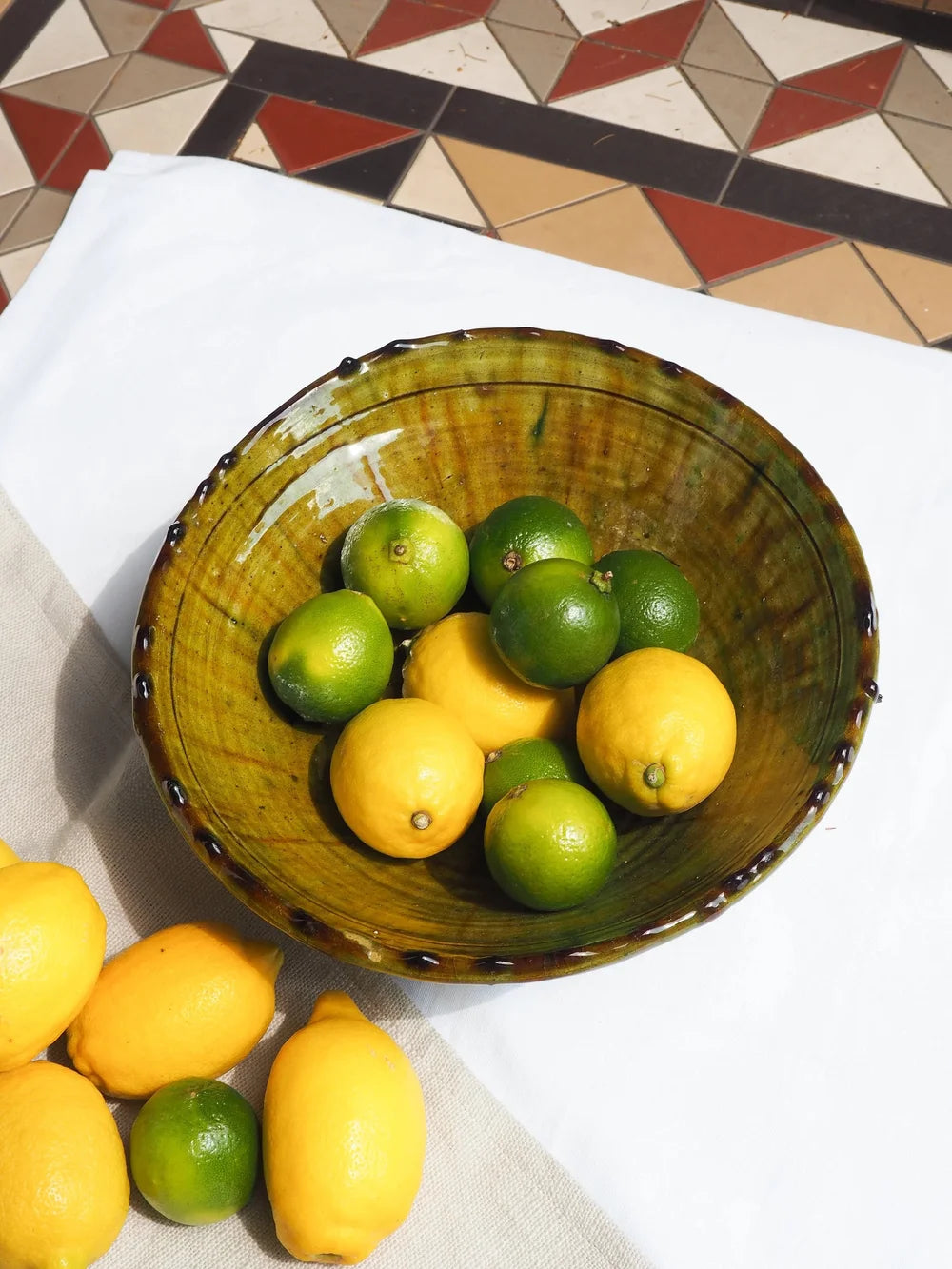 Vintage Tamegroute Ochre Large Fruit Bowl